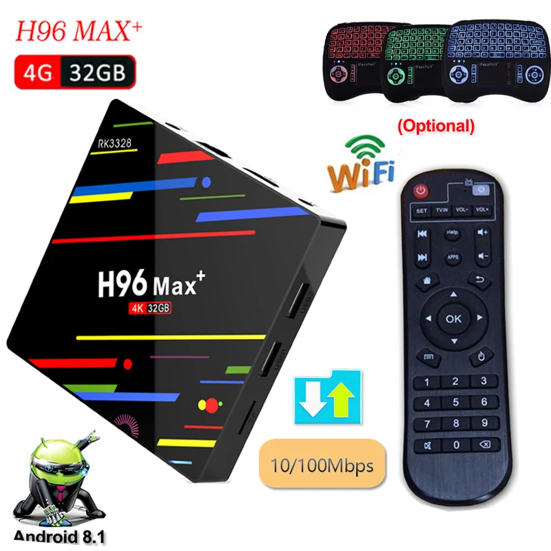 

Android 8.1 Smart Set top box H96 Max Plus RK3328 Rockchip Quad Core 4gb/32gb 4k H.265 WiFi 2.4g GooglePlay Netflix Smart TV Box