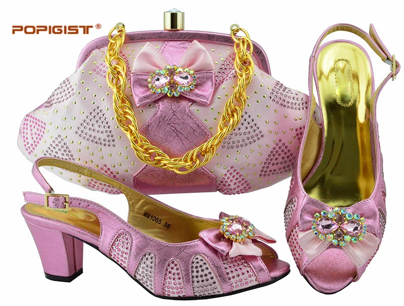 Short Pumps Pink Color Italian Shoes With Matching Bags