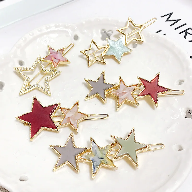 

Fashion Girls Rhinestones Acetic Acid Star Hairpins Hair Clips for Women Hair Accessories Barrettes Headwear Side Hair Pins