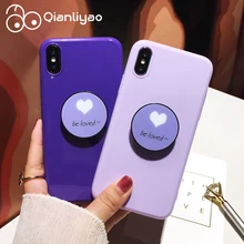 

Qianliyao For iphone X Cases Purple Love Heart Phone Case for iphone 6 6s 7 8 plus X Soft Back Cover With Telescoping Bracket