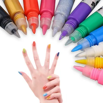 

Long Lasting 3D Nail Art Polish Painted Pen Liner Painting Pen Carved Pen Kit Set 12 Candy Color Protect Nail From Daily Abuse
