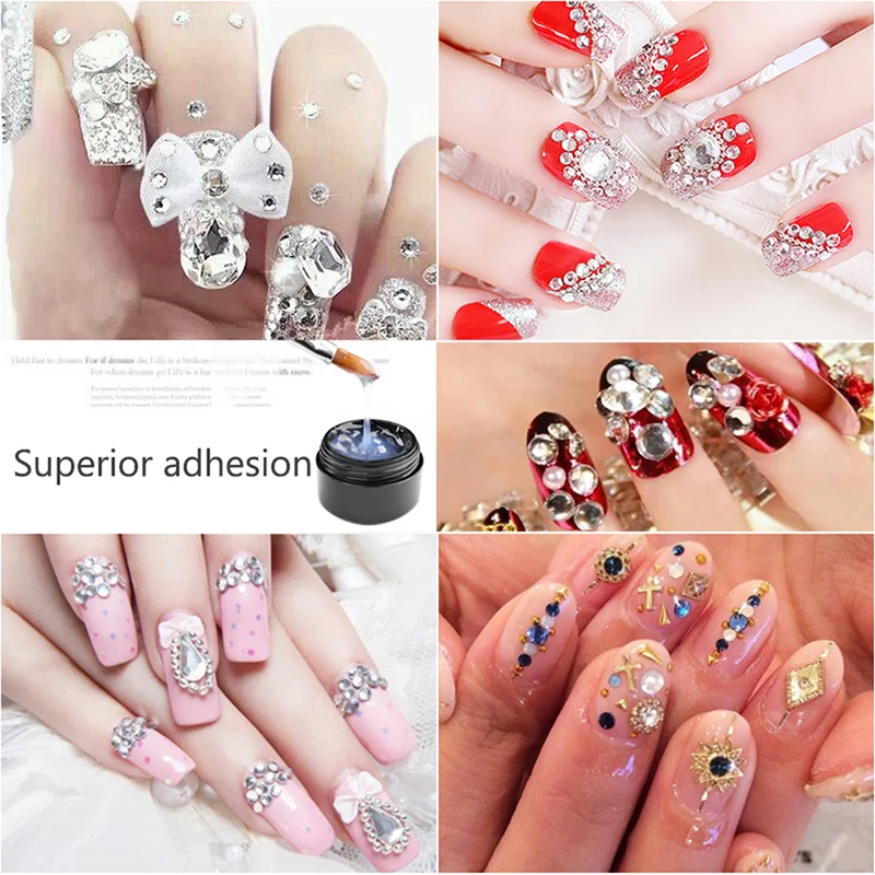 8ml Nail Diamond Nail Glue False Nail Art Tips Clear Point Drill Gel With Needle Manicure Decoration Adhesive