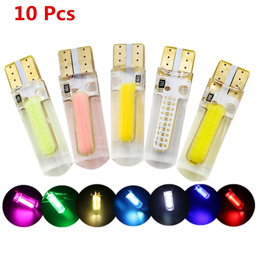 

10Pcs 2W 12V Car-styling T10 194 W5W COB Silicone Shell LED Lights Car Side Wedge Lamp Bulb External Lights