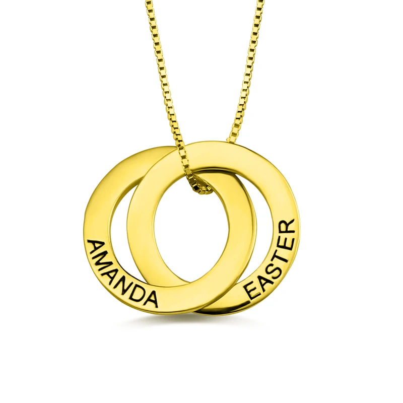 

AILIN Personalized Russian Two Russian Circle Interlocking Necklace In Gold Color For Mother
