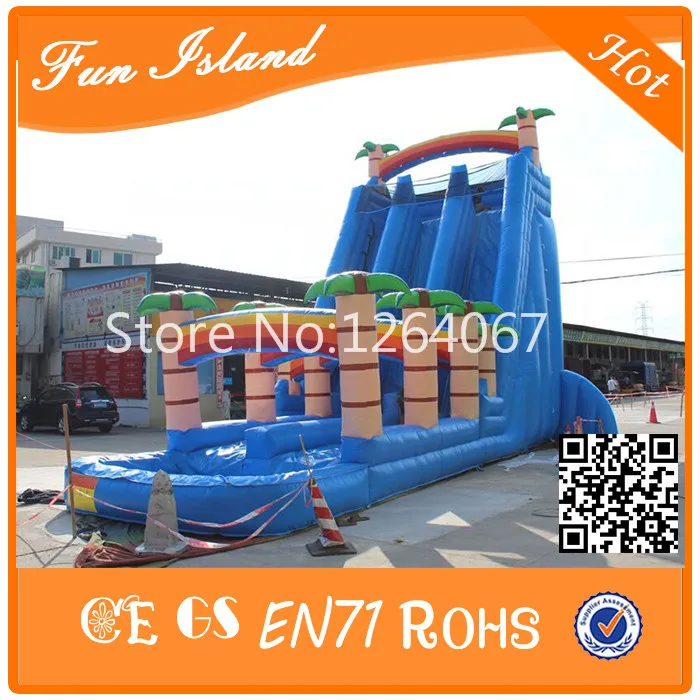 Commercial Custom Double Lane Roaring River Water Slide Slip N Slide