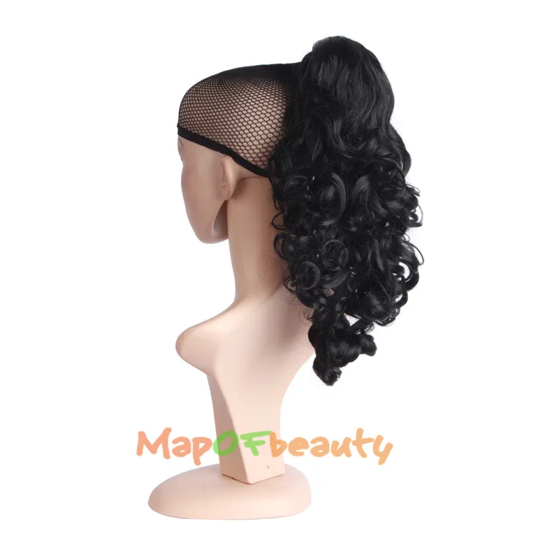 MapofBeauty, 14 дюймов, 16 дюймов, свободная волна, Женский хвостик в форме когтей, черный, коричневый, синтетические волосы для наращивания на заколках, термостойкие волосы