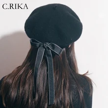 Осень Зима Харадзюку Женская дикая лента кольцо шерсть художника шапки-береты Корейская версия прилива девушки печенья шляпа