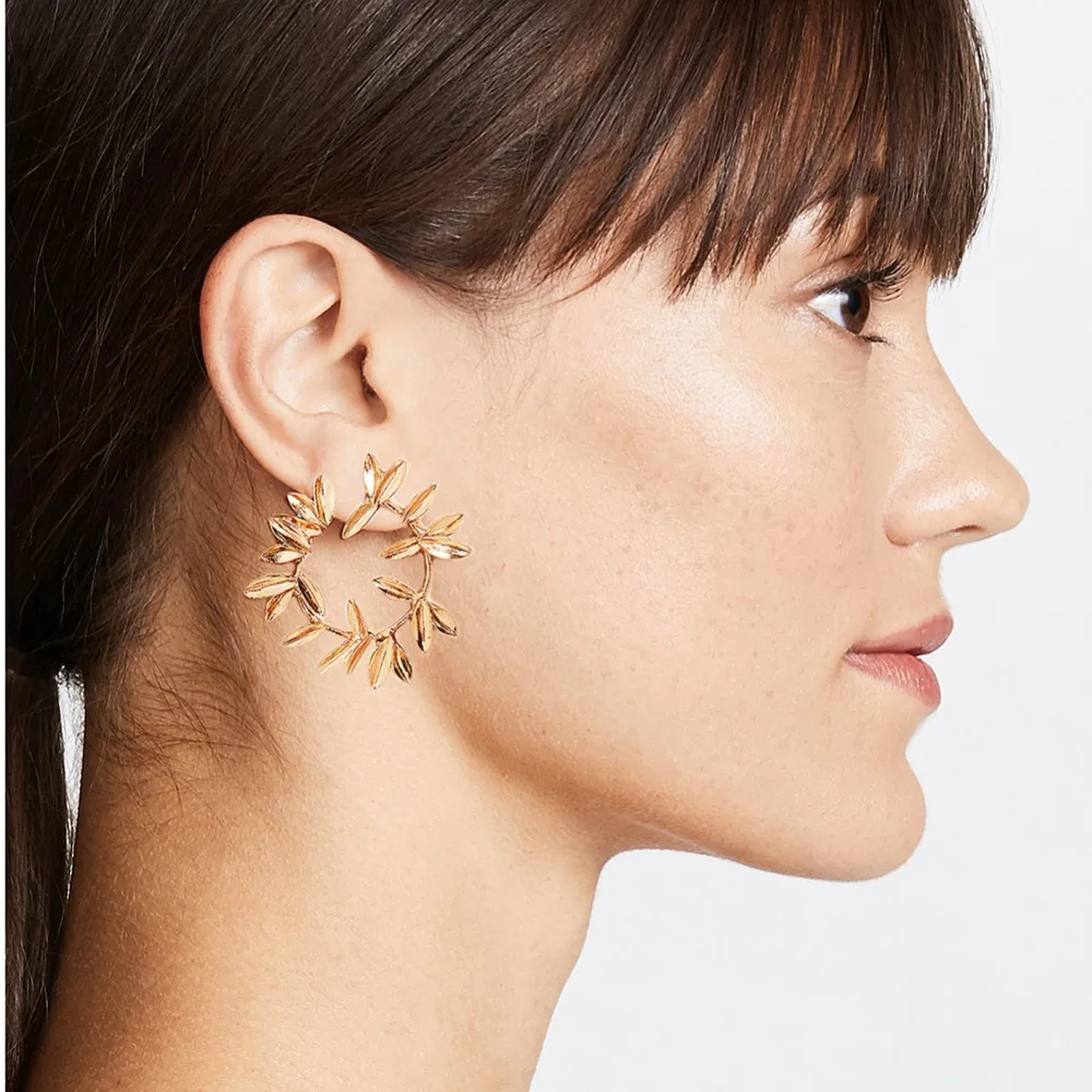 

Vedawas Flower Statement Hoop Earrings for Women Wedding Party Gifts Jewelry Handmade Maxi Gold Earrings Wholesale xg2666
