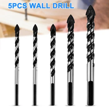 

Newest 5Pcs Drill Bit Set Carbide Tips for Tiles Concrete Stone Brick Glass Wood