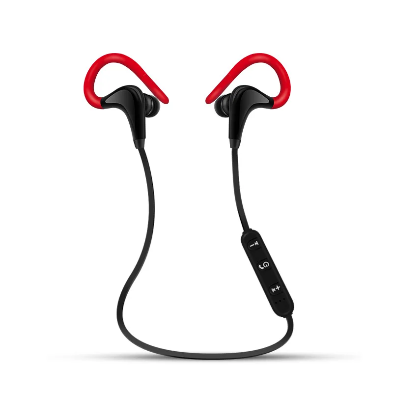 Беспроводные Bluetooth наушники спортивные свободные руки с крючком красная