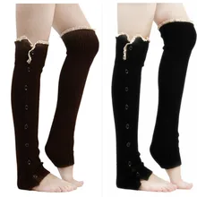 Вязаные носки для обуви; гетры; Модный женский с кружевной отделкой; плоские манжеты на пуговицах; вязаные гетры; теплые носки до колена; JH851958