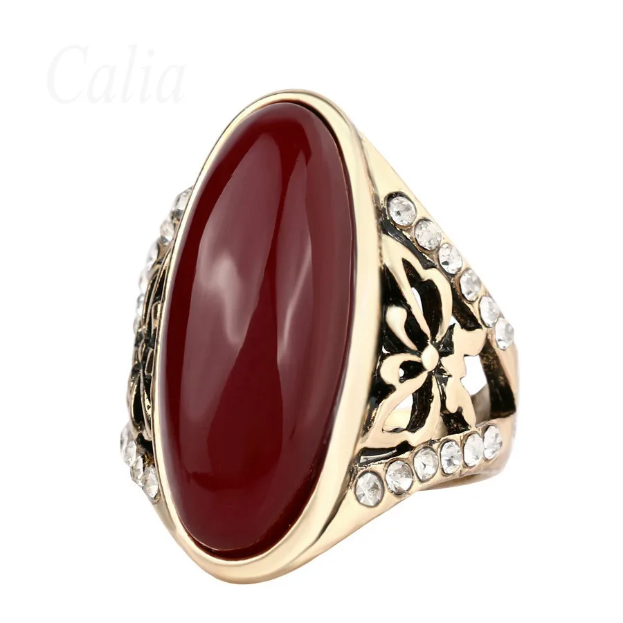 Горячие Bague stonegold покрытием Кольца для Для женщин уникальный овальный Винтаж Кристалл Шарм кольцо Anillo Роскошные свадебные и Обручение кольцо