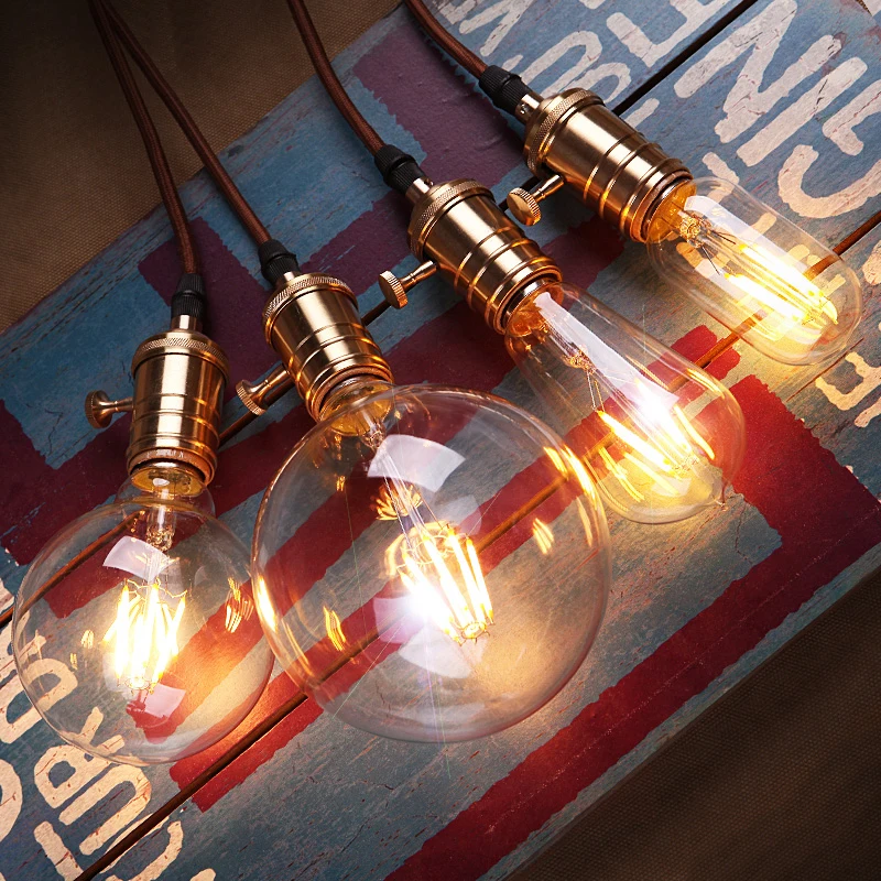 Ретро светодиодный Edison лампа E14 E27 ST64 T30 накаливания нить свет 220 V G80 G95 G125 Эдисон