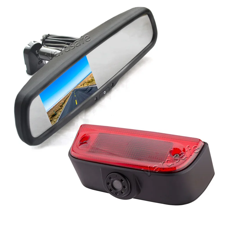 

Vardsafe 200R | Brake Light Reverse Backup Camera + Replacement Rear View Mirror Monitor for Nissan NV200 / Chevy City Express