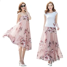 Летние юбки в европейском и американском стиле, новая Ретро пляжная юбка половинной длины, шифоновая юбка средней длины с принтом