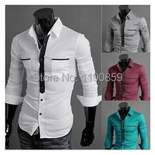 Новая модель, тонкая британская Модная Повседневная рубашка с длинными рукавами,, цвета и планка, отложной воротник