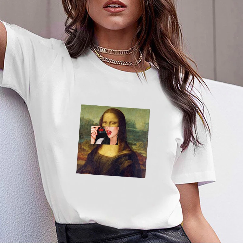 

Women Clothes Tshirt Printed Women Cherry Fruit Printing Funny Vintage Painting Shirt T Top Casual Female T-shirt Woman Tee