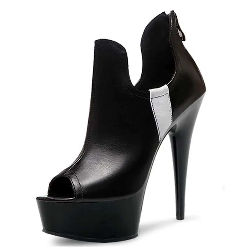 Crazy for the bride wedding shoes white black is available food fish mouth single centimeters 15cm high heel shoes