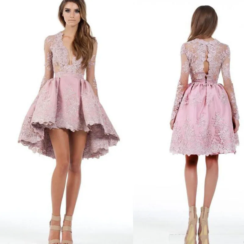 renda, decote em v êmbolo, vestido de baile curto e moda, 2019