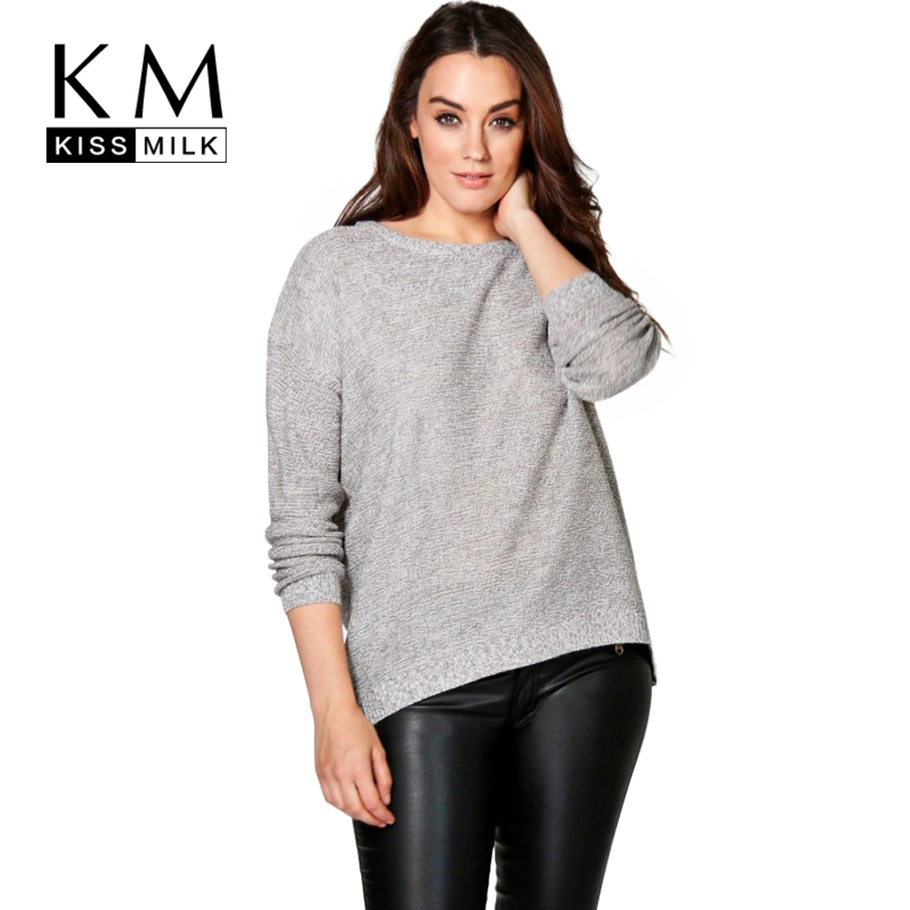 Kissmilk Plus Size Fashion Women Clothing Casual Knitted Sweater ...