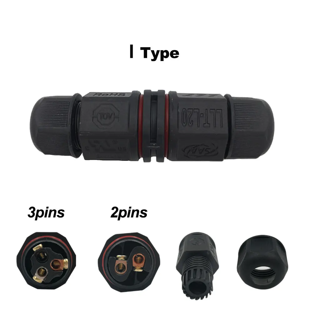 IP67 Waterproof Connector 2 Pin 3 Pin Electrical Terminal Wire Adapter Connector Screw and Soldering Pin connector for LED Light (17)