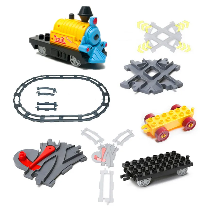 

Funny Train Blocks Accessories Train Coach Track Railway Assembling Parts Kids DIY Toys Compatible with Duploe