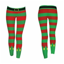 *Women Christmas Pants Multicolor Stripe Printed Festival Clothes Female Slim Pants Christmas Leggings Drop Shipping*