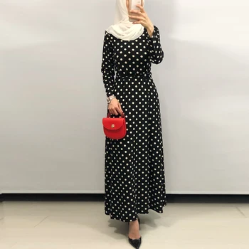 

Vestidos Arabes Elegantes Polka Dot Abaya Caftan Dubai Islam Kaftan Muslim Dress Women Ramadan Elbise Sukienki Eid Robe Femme