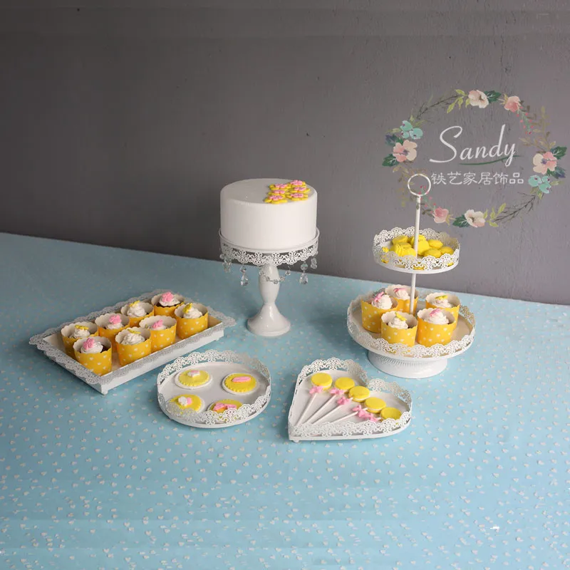 

white cake stand metal iron cupcake stand wedding party decoration supplier baking cake accessory tools