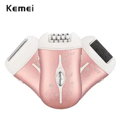 Kemei аккумуляторная 3 в 1 леди эпилятор электрический каллуса удаления волос бритвы удаление для женщин Уход за ногами инструмент триммер