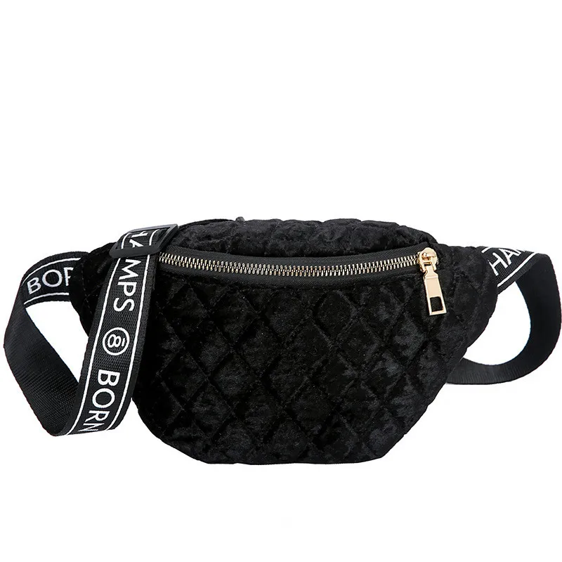 Winter Sports Fashion Solid Velour Waist Pack Women Pillow Belt Waist Bag Pouch Zipper Multi-color Ladies Fanny Pack 5 Colors