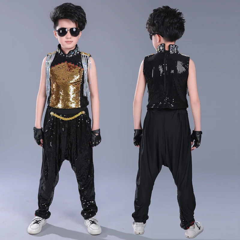 

Children's sequins jazz dance boys and girls street dance hip hop stage catwalk drums modern dance performance clothing