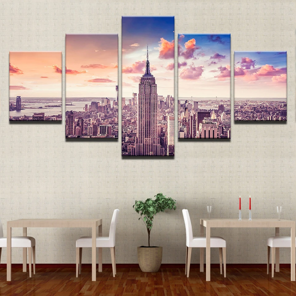 Wall Art Decor Canvas Pictures HD Prints Living Room 5 Pieces Sunset