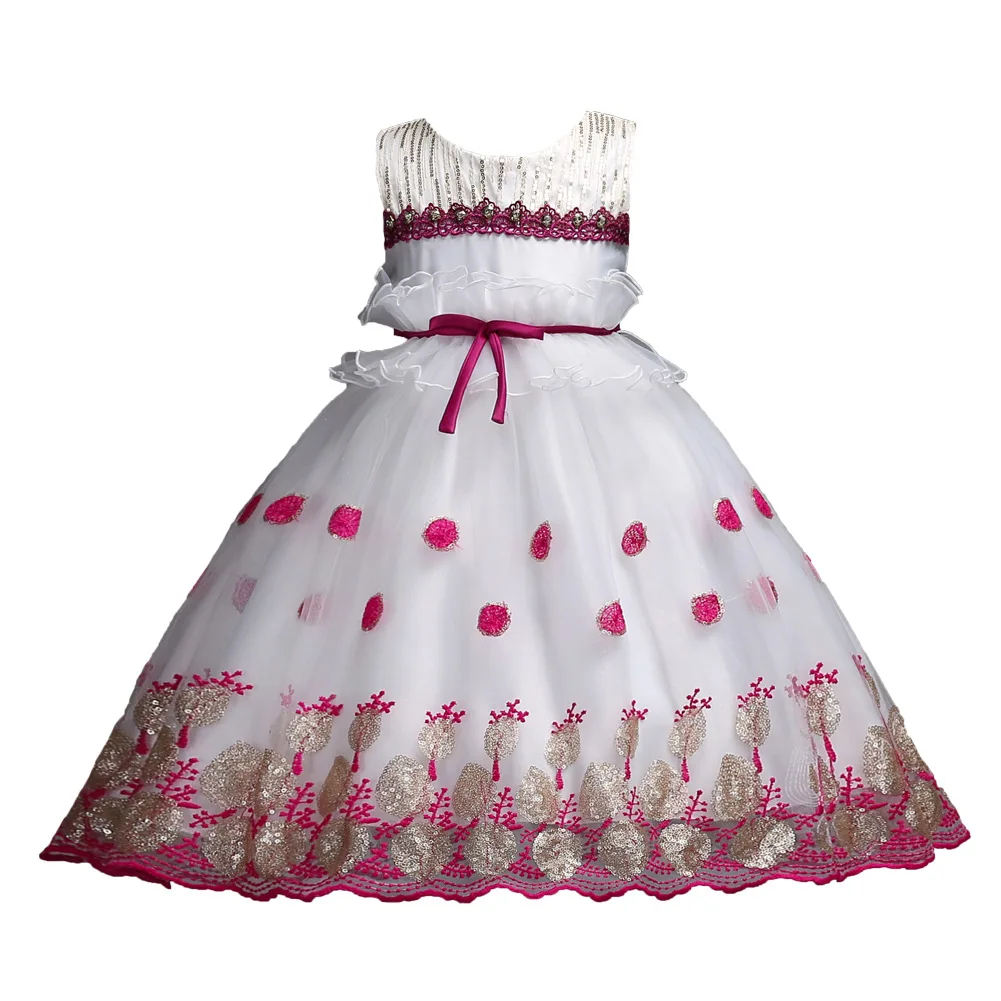 

New Year Flower Prom Gown Teenager Dress For Girls Party Clothing Kids Costume Evening Formal Dress for Elegant Wedding Dress