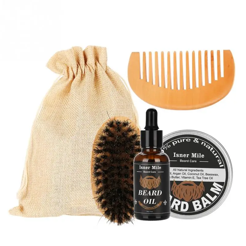Масло для бороды бальзам щетка и расческа Комплект средства ухода за бородой