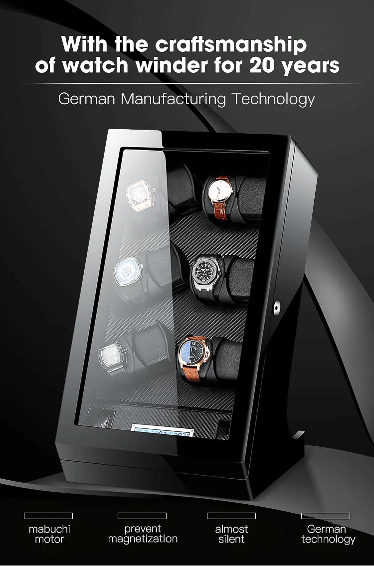 Индийские черные кожаные деревянные часы winder 6 taobao для автоматических часов