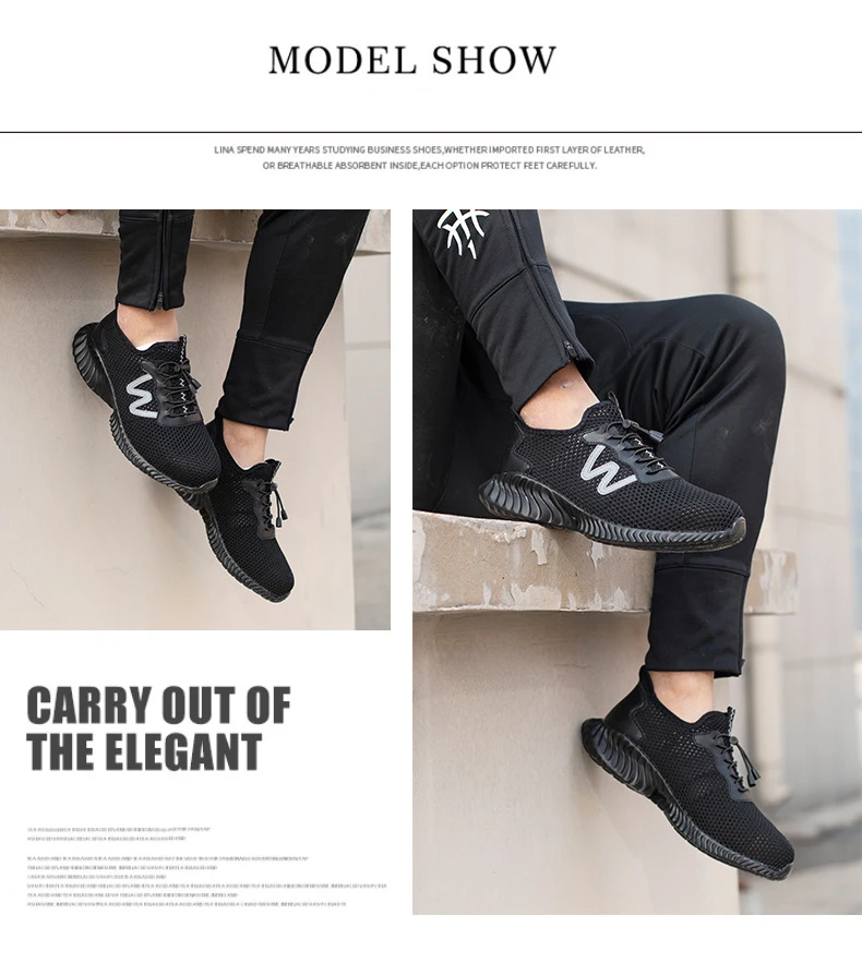 Новая модная Мужская Рабочая обувь со стальным носком, большие размеры 36-45, летняя легкая износостойкая рабочая обувь для мужчин, MB-208