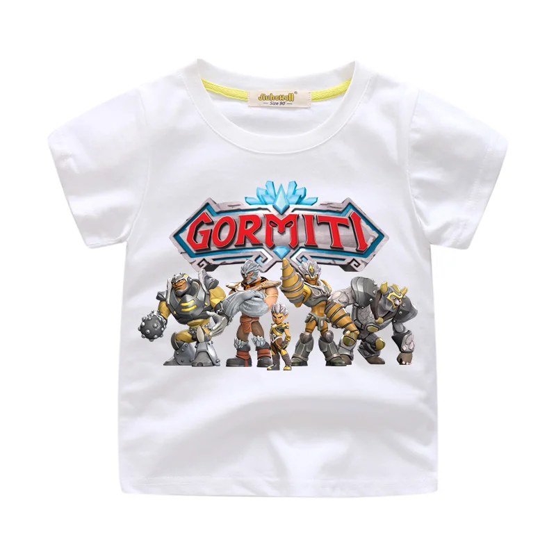 Детская Gormiti игры Костюмы футболки для мальчиков и девочек, белые Повседневное летние футболки костюм детские майки, футболки для малышей, хлопковая рубашка WJ197 - Цвет: White Tshirt