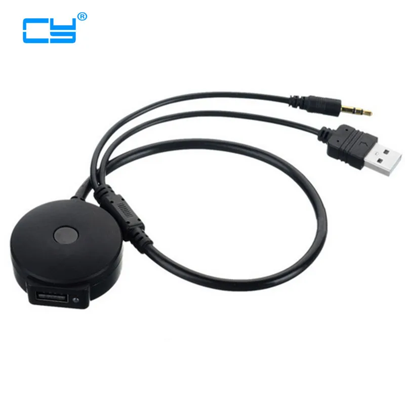 USB & 3.5mm AUX to Bluetooth Audio Aux & USB Female Adapter Cable For
