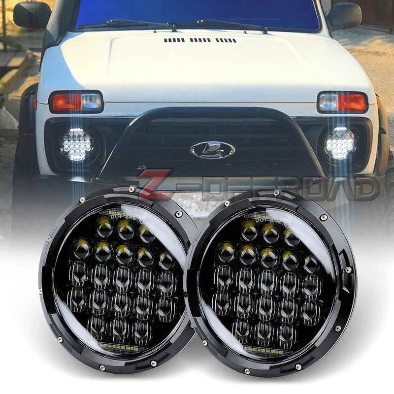 

7Inch 5D LED DRL Headlights with Daytime Running Lights 7" DOT EMARK Headlamps with H4 to H13 For Lada 4x4 urban Niva