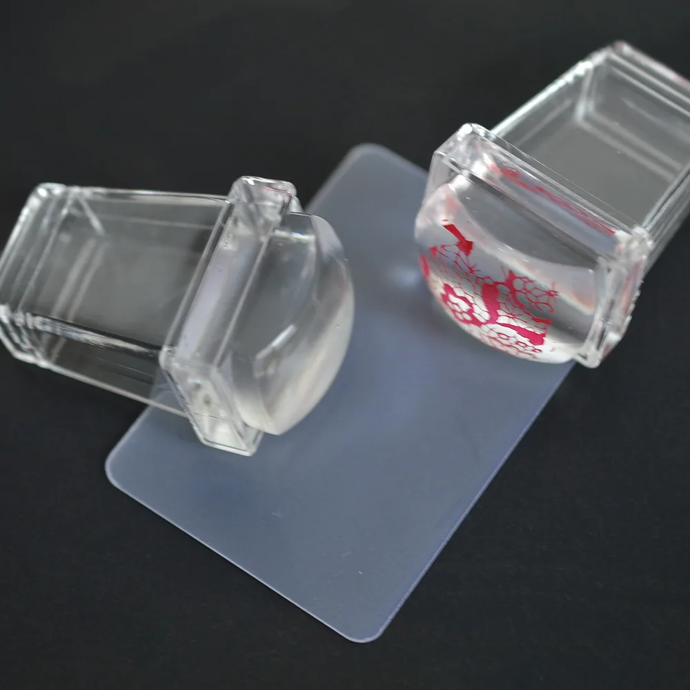 

1Sets Nail Art Stamper Scraper Sets Clear Transparent Soft Silicone Head Jelly Shape Nail Stamping TRND235