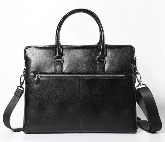 

New Genuine Leather Business Briefcase Bag Zipper Vintage Men Shoulder Bag Simple Retro Messenger Bag Large Capacity HandbagL67