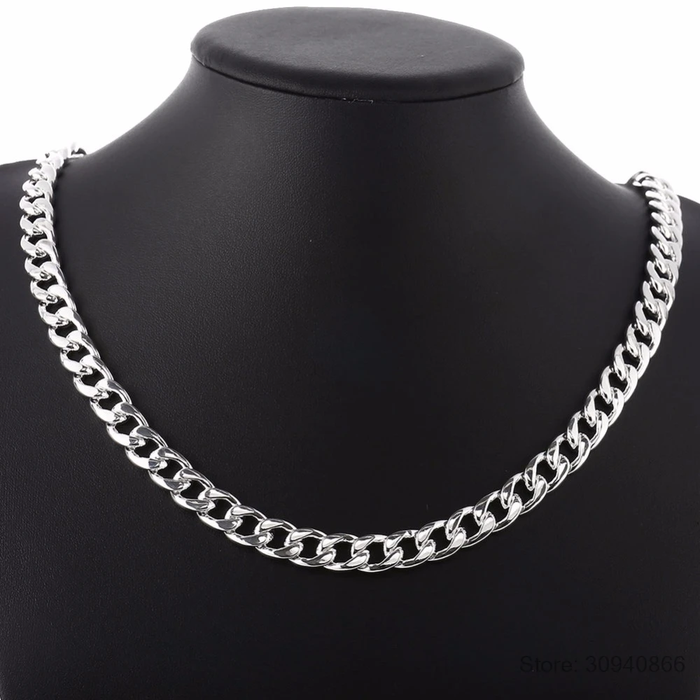 LEKANI men's fine jewelry 925 пробы ожерелье из серебряных цепей высокое качество мужской 925 пробы-серебро-ювелирные изделия 10 мм 20 дюймов 24 дюйма