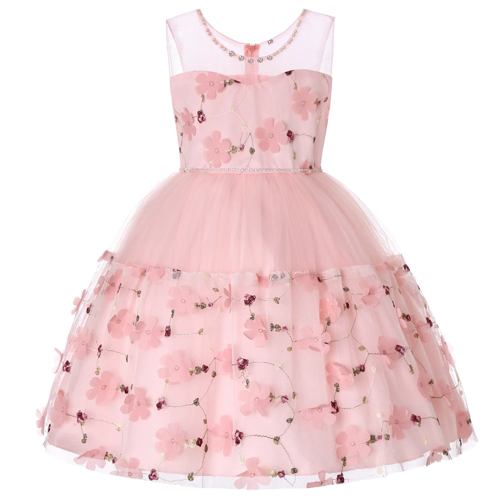 

dress girl wedding baby girl clothes summer dress girl Birthday party girls festive dress Sleeveless Flower Beads