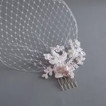 Птичья клетка вуаль-свадебный головной убор-кружевная птичья клетка вуаль-румяна кружевная Вуалетка