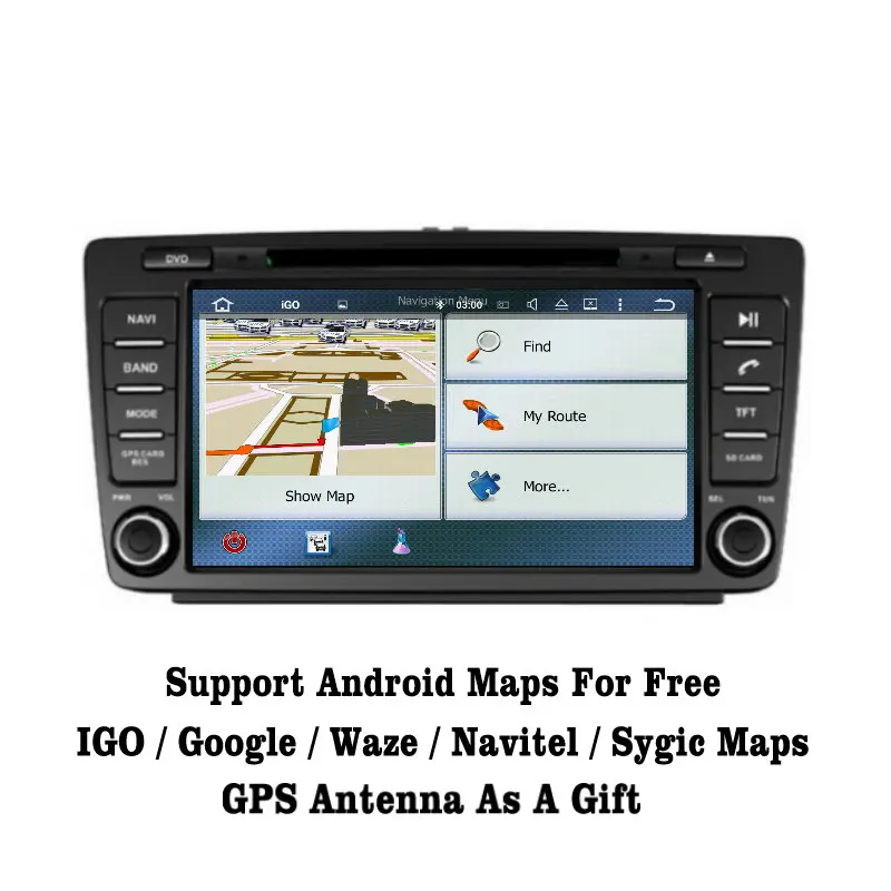 Best Liislee Android 7.1 2G RAM For Skoda Octavia  2013~2016 Car Radio Audio Video Multimedia DVD Player WIFI DVR GPS Navi Navigation 3