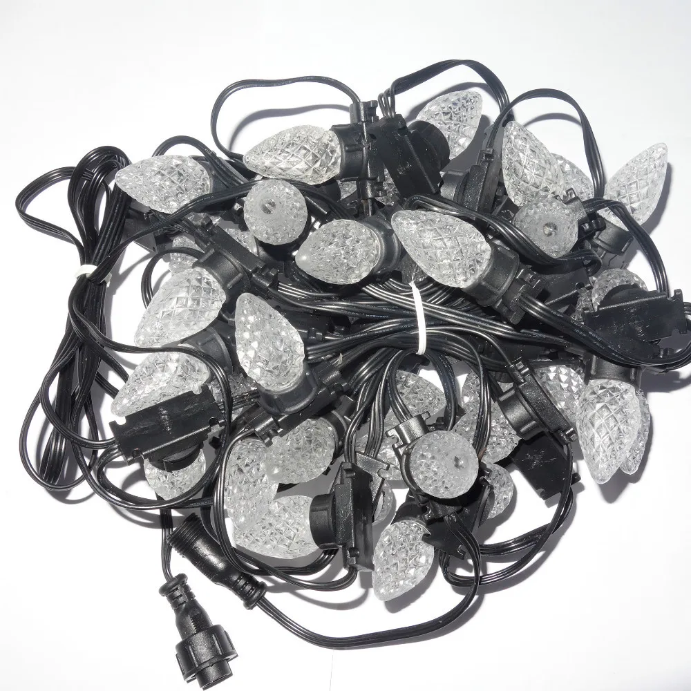 C7 LED addressable WS2811 DC5V 5050 SMD technicolor pixel string;50nodes/strand;all black wire and case;IP67