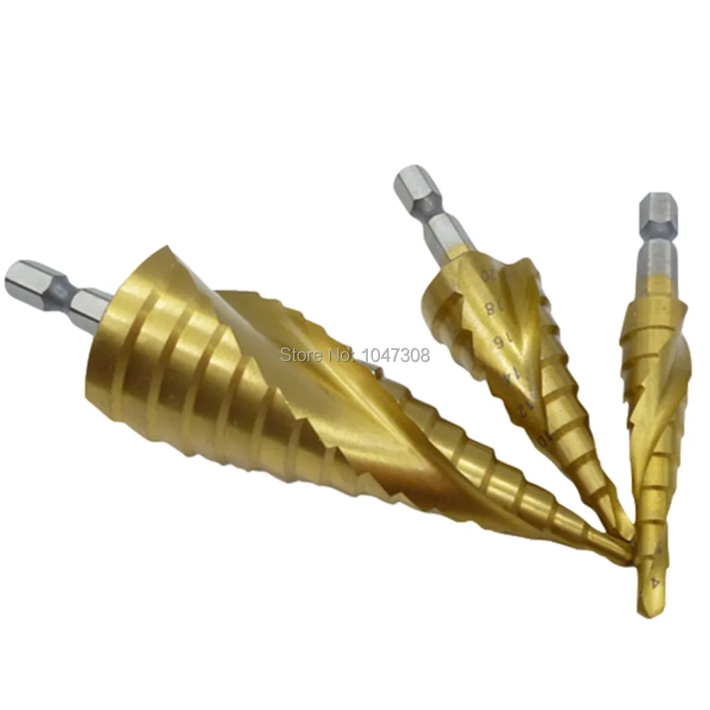 3pcs 4 12/20/32mm HSS Spiral Grooved Center Drill Bit Titanium Step ...