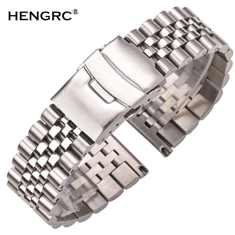 Billig Edelstahl Uhr Armband Armband 20mm 22mm 24mm Frauen Männer Silber Solide Metall Uhr Band Strap Zubehör