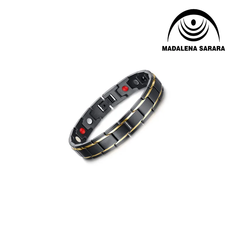 

MADALENA SARARA Premium Titanium Steel Energy Bracelet Energy Germanium Stone Inlaid Heathy For Body 100% GUARANTEE